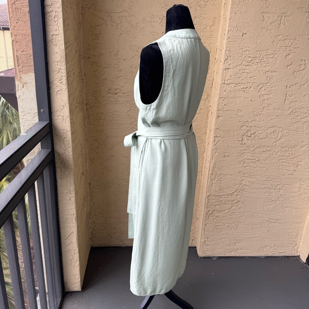 Everlane The Japanese GoWeave Wrap Dress Sz 12 Sage Green Midi Sleeveless - Picture 6 of 14